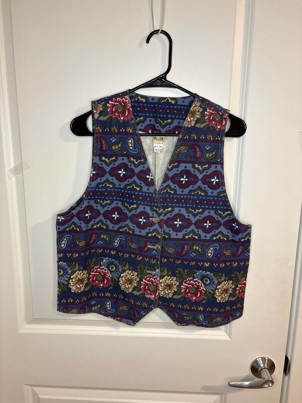VTG Vivaldi Jeanswear Floral and Paisley Southwestern Tapestry Vest medium USA